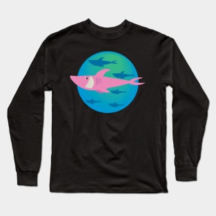 cute pink shark Long Sleeve T-Shirt